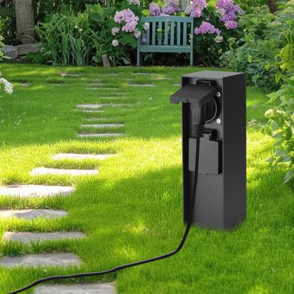 Brilagi - Colonna prese da esterno PILLAR, 2 prese Schuko, 230 V, IP44, nera