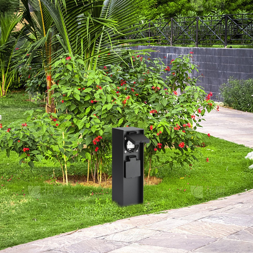 Brilagi - Colonna prese da esterno PILLAR, 2 prese Schuko, 230 V, IP44, nera