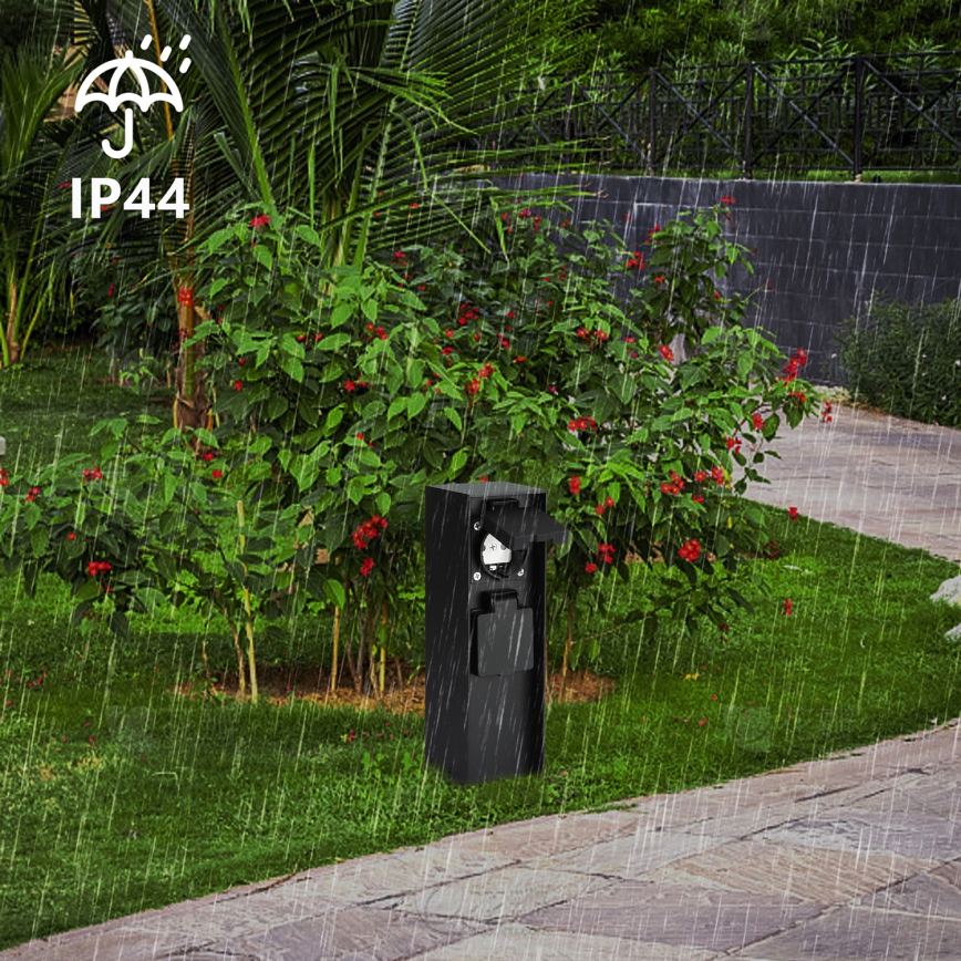 Brilagi - Colonna prese da esterno PILLAR, 2 prese Schuko, 230 V, IP44, nera