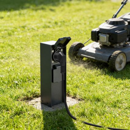 BRILAGI - Colonna prese da esterno PILLAR, 2 prese Schuko, 230 V, IP44, nera