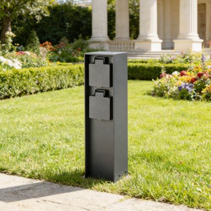 BRILAGI - Colonna prese da esterno PILLAR, 2 prese Schuko, 230 V, IP44, nera