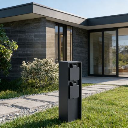 BRILAGI - Colonna prese da esterno PILLAR, 2 prese Schuko, 230 V, IP44, nera