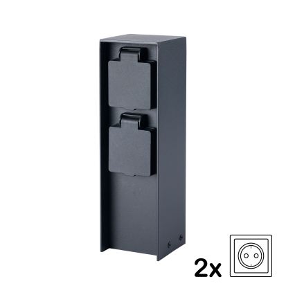 BRILAGI - Colonna prese da esterno PILLAR, 2 prese Schuko, 230 V, IP44, nera