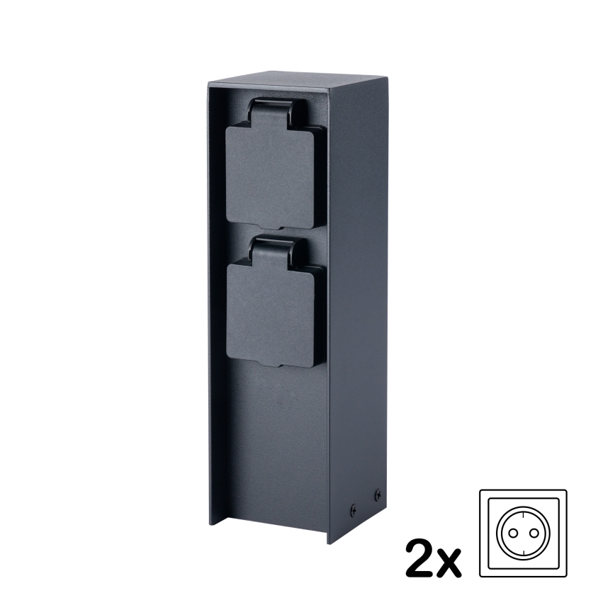 BRILAGI - Colonna prese da esterno PILLAR, 2 prese Schuko, 230 V, IP44, nera
