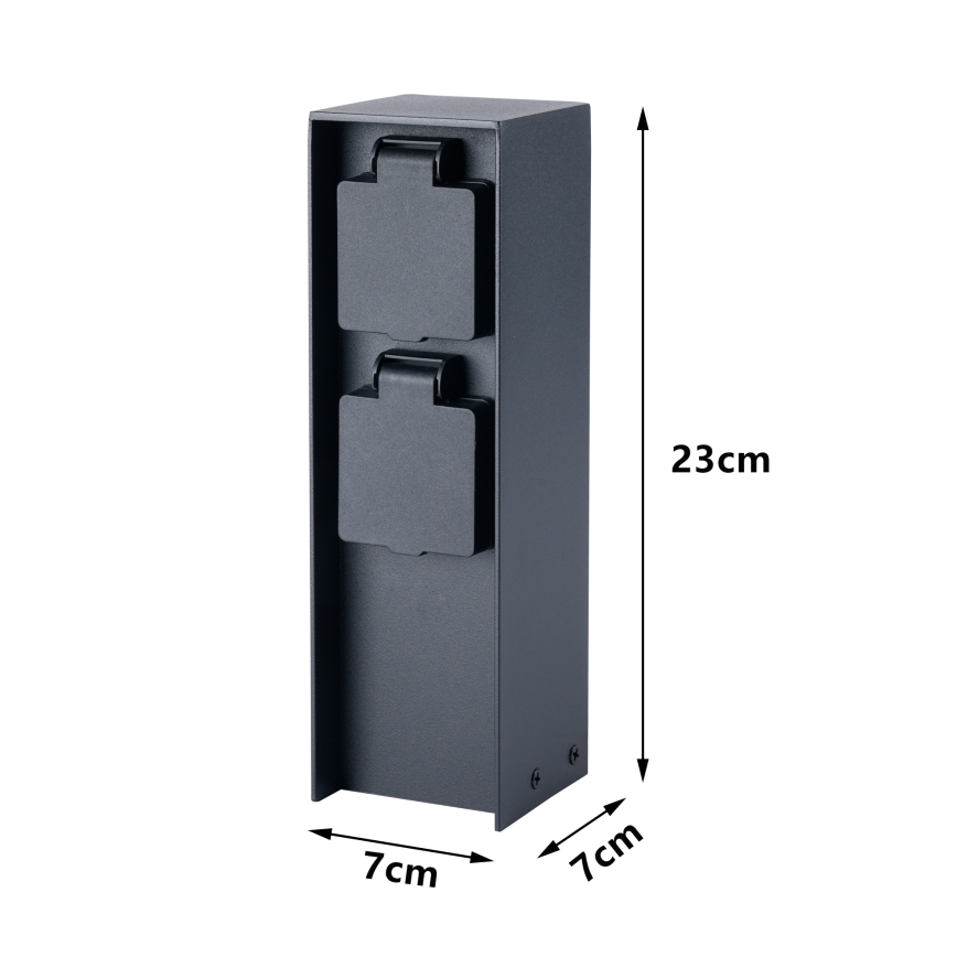 BRILAGI - Colonna prese da esterno PILLAR, 2 prese Schuko, 230 V, IP44, nera
