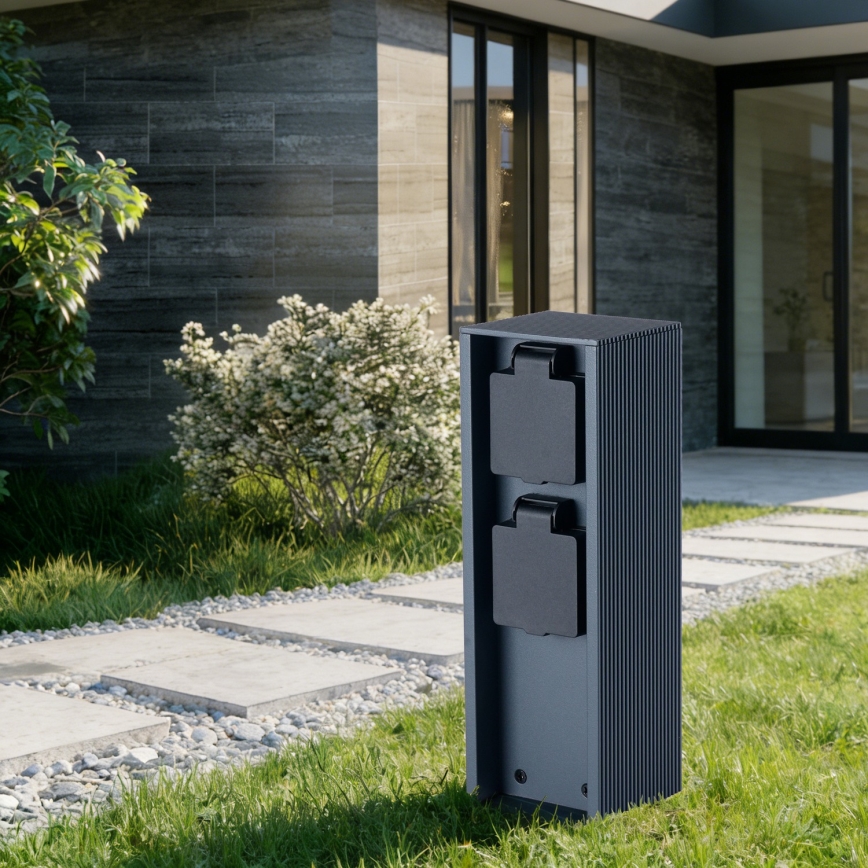 Brilagi - Colonna prese da esterno PILLAR 2 prese Schuko 230V IP44 antracite