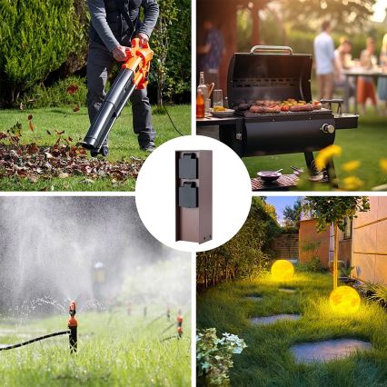 Brilagi - Colonna prese da esterno PILLAR 2 prese SCHUKO 230V IP44 marrone