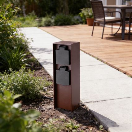 Brilagi - Colonna prese da esterno PILLAR 2 prese SCHUKO 230V IP44 marrone