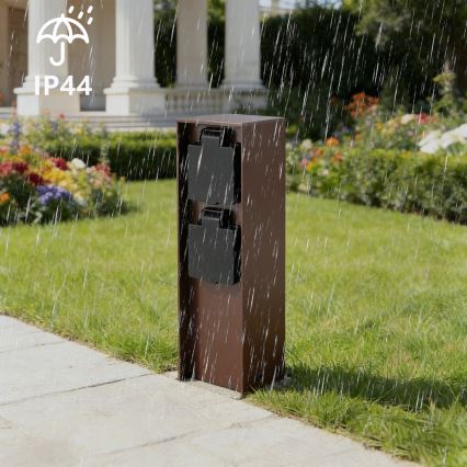Brilagi - Colonna prese da esterno PILLAR 2 prese SCHUKO 230V IP44 marrone