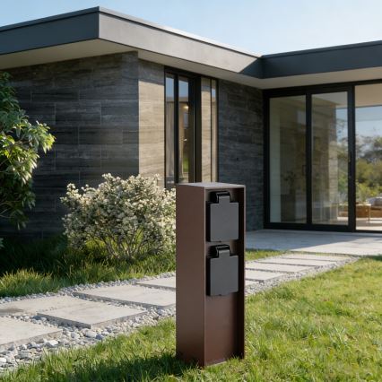 Brilagi - Colonna prese da esterno PILLAR 2 prese SCHUKO 230V IP44 marrone