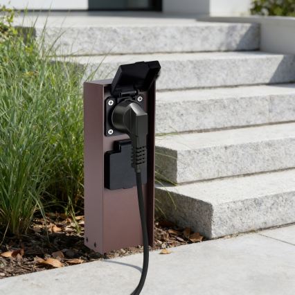 Brilagi - Colonna prese da esterno PILLAR 2 prese SCHUKO 230V IP44 marrone