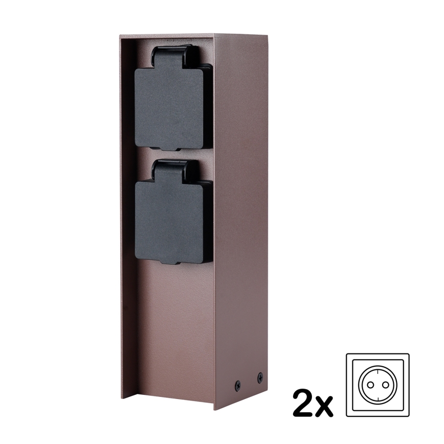 Brilagi - Colonna prese da esterno PILLAR 2 prese SCHUKO 230V IP44 marrone