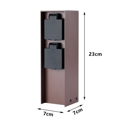 Brilagi - Colonna prese da esterno PILLAR 2 prese SCHUKO 230V IP44 marrone