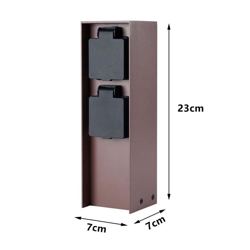 Brilagi - Colonna prese da esterno PILLAR 2 prese SCHUKO 230V IP44 marrone