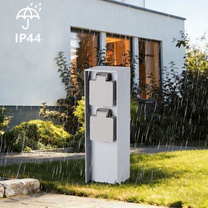 Brilagi - Colonna prese da esterno PILLAR 2Z SCHUKO 230V IP44, argento