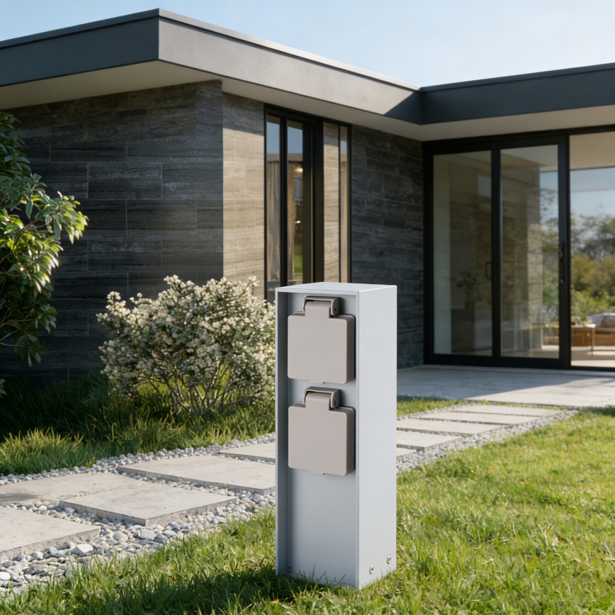 Brilagi - Colonna prese da esterno PILLAR 2Z SCHUKO 230V IP44, argento