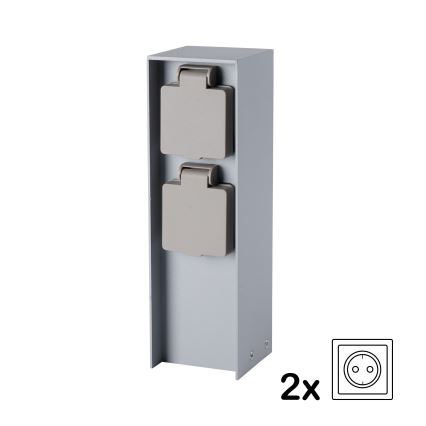 Brilagi - Colonna prese da esterno PILLAR 2Z SCHUKO 230V IP44, argento