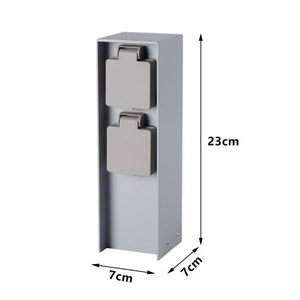 Brilagi - Colonna prese da esterno PILLAR 2Z SCHUKO 230V IP44, argento