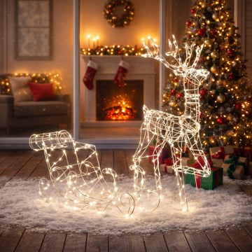 BRILAGI - Decorazione natalizia da esterno LED/3,6W/8 funzioni 100 cm IP44 renna con slitta bianco caldo