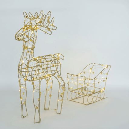 BRILAGI - LED decorazione natalizia LED/3xAA 46 cm renna con slitta bianco caldo