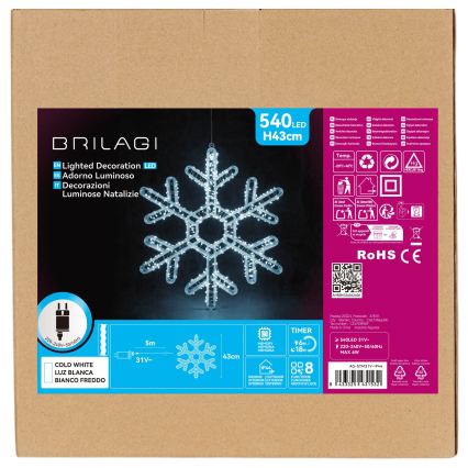 BRILAGI - LED Decorazione natalizia da esterno LED/6W/8 funzioni 43 cm IP44 fiocco di neve bianco freddo