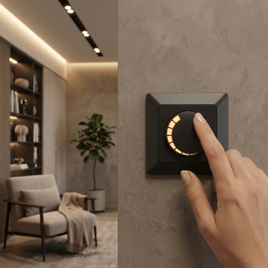 BRILAGI - Dimmer rotativo con cornice 110W/230V nero