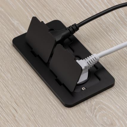Brilagi - Doppia presa da incasso INBOX IP55 per cucina, rettangolare, nera