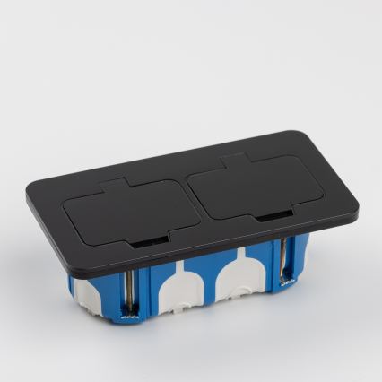Brilagi - Doppia presa da incasso INBOX IP55 per cucina, rettangolare, nera