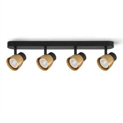 Brilagi - Faretto dimmerabile LED RGBW NUGGET 4xGU10/6W/230V 3000K nero/oro con telecomando