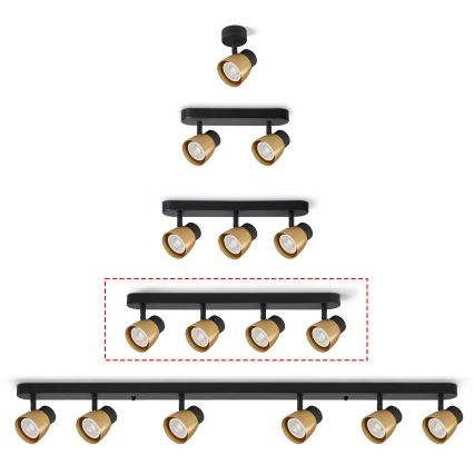 Brilagi - Faretto dimmerabile LED RGBW NUGGET 4xGU10/6W/230V 3000K nero/oro con telecomando