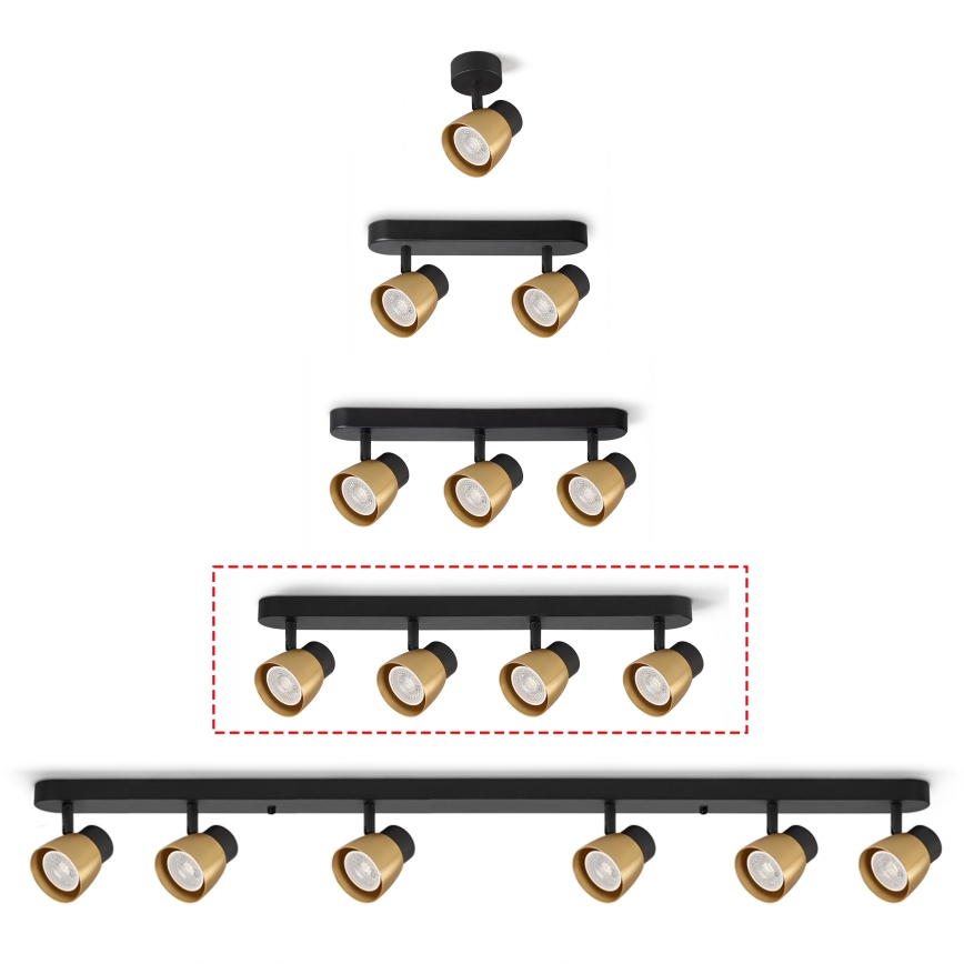 Brilagi - Faretto dimmerabile LED RGBW NUGGET 4xGU10/6W/230V 3000K nero/oro con telecomando