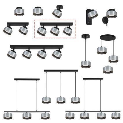 Brilagi - Faretto AURA LUX 3xGX53/30W/230V nero/fumo