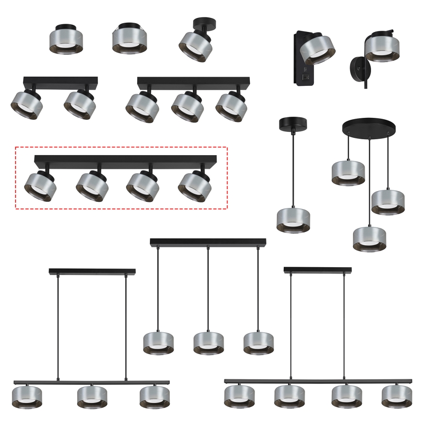 Brilagi - Faretto AURA LUX 4xGX53/30W/230V nero/fumé