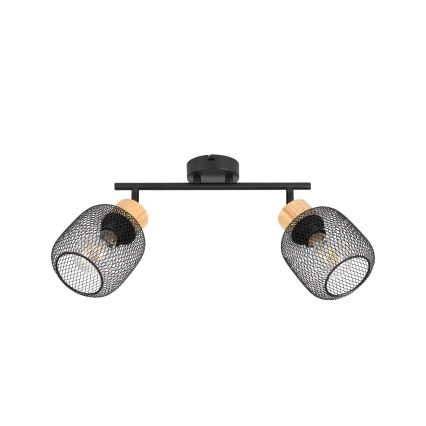 Brilagi - Faretto BASKLITE 2xE27/15W/230V in legno di caucciù/nero