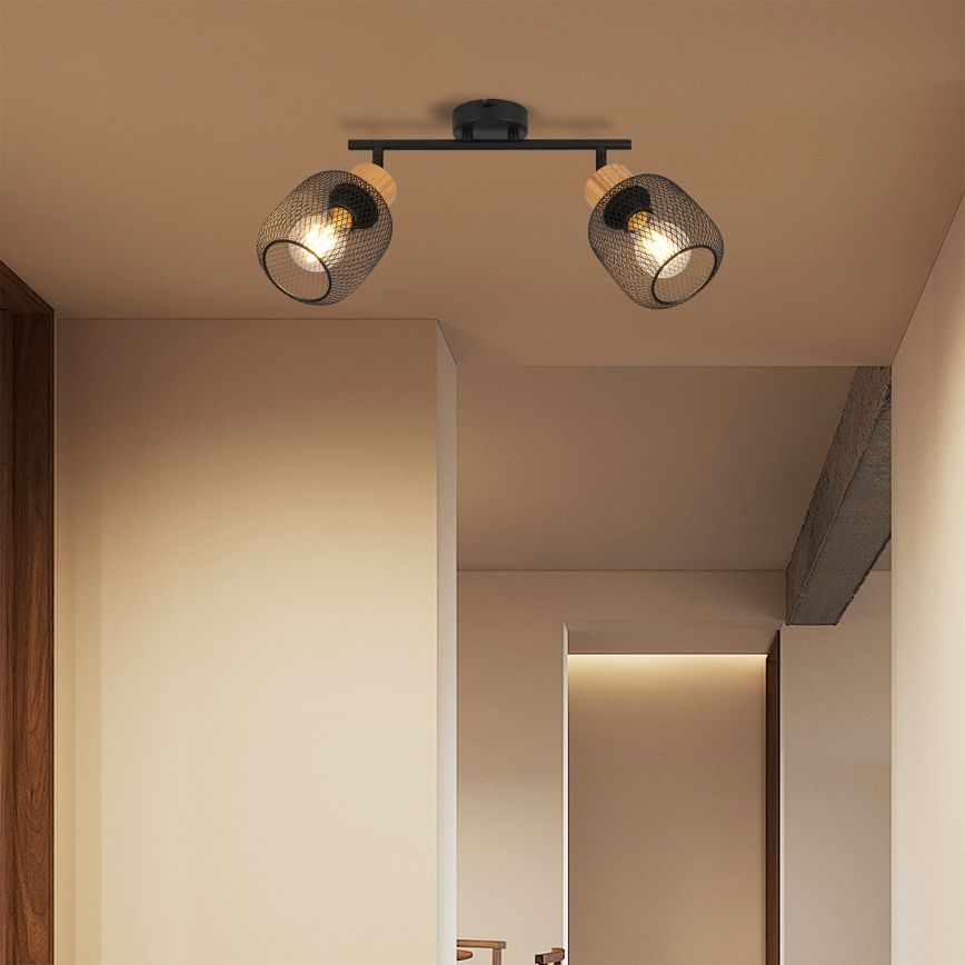 Brilagi - Faretto BASKLITE 2xE27/15W/230V legno/nero