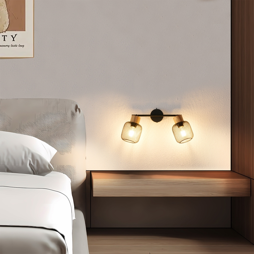 Brilagi - Faretto BASKLITE 2xE27/15W/230V legno/nero