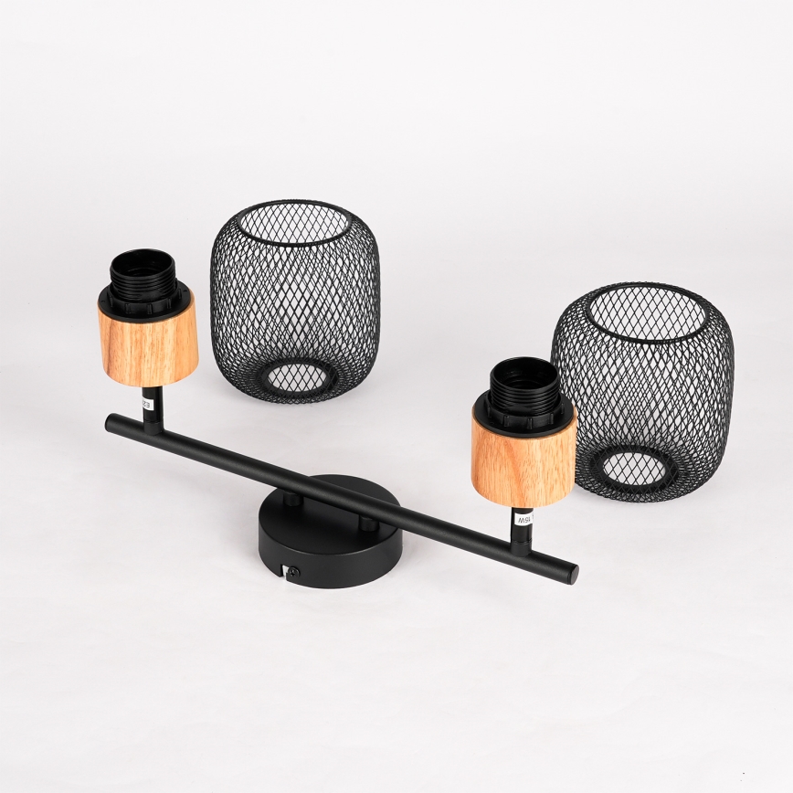 Brilagi - Faretto BASKLITE 2xE27/15W/230V legno/nero