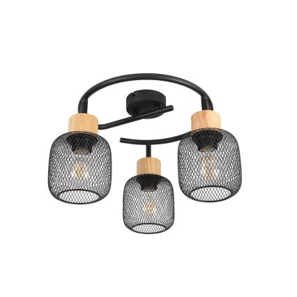 Brilagi - Faretto BASKLITE 3xE27/15W/230V in legno/nero