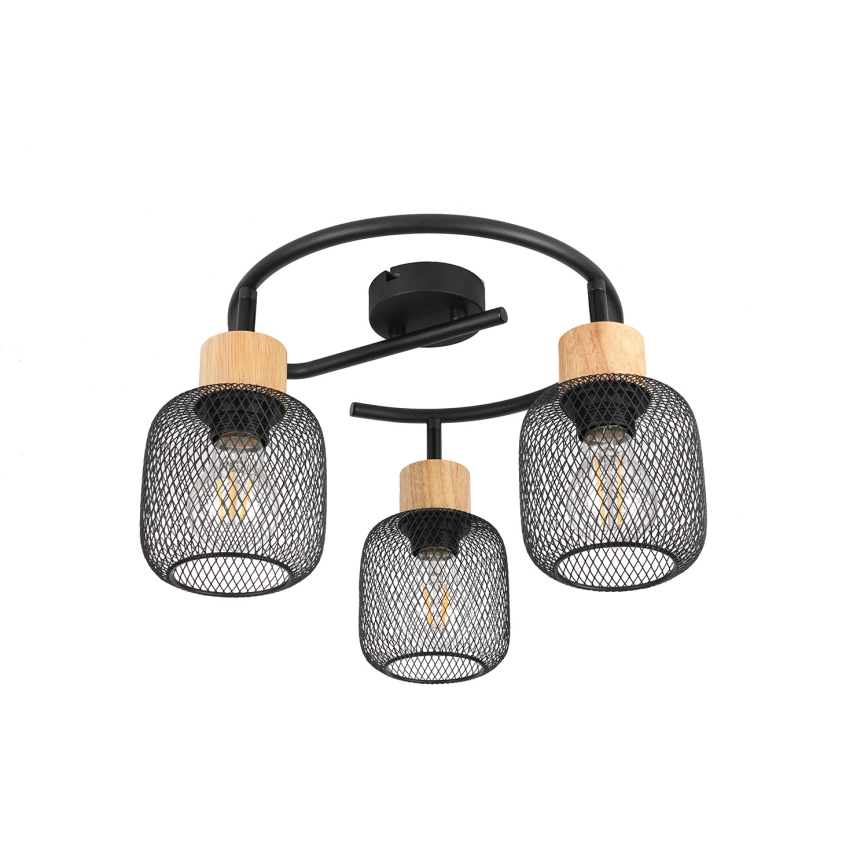 Brilagi - Faretto BASKLITE 3xE27/15W/230V in legno/nero