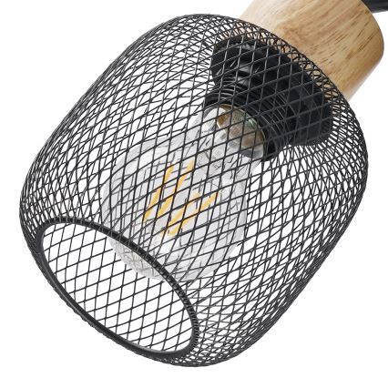 Brilagi - Faretto BASKLITE 3xE27/15W/230V legno di caucciù/nero