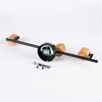 Brilagi - Faretto BASKLITE 3xE27/15W/230V legno di caucciù/nero