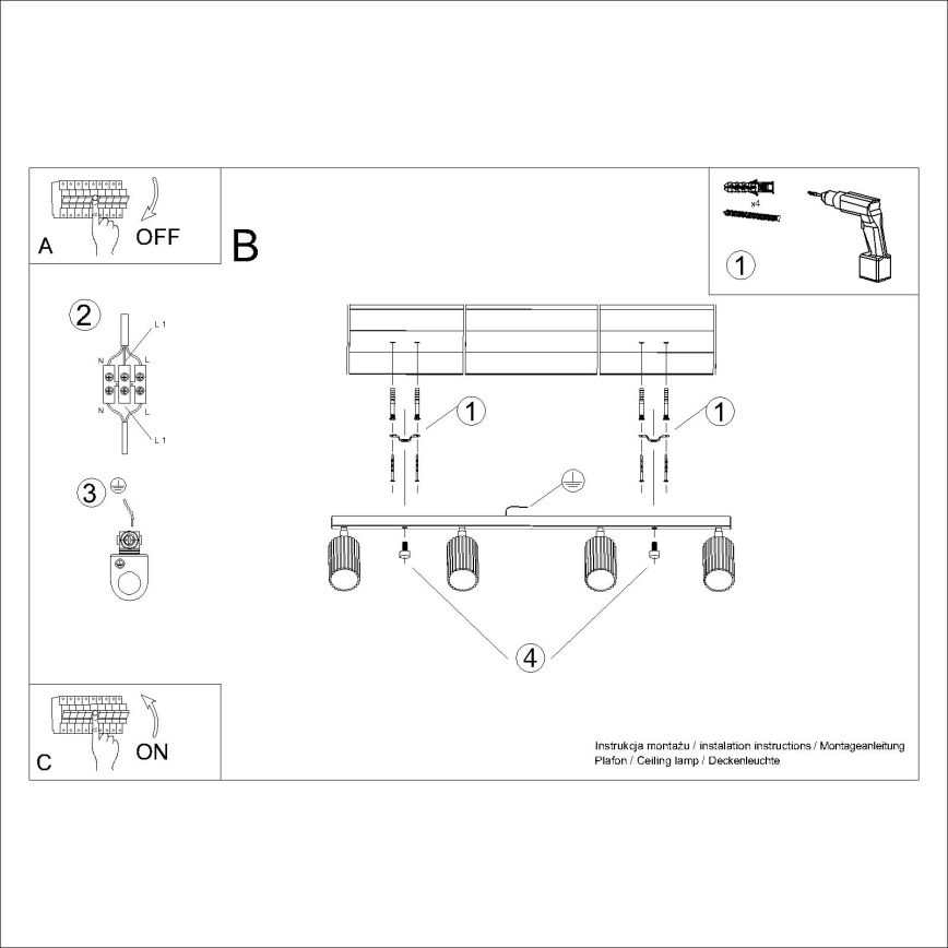 Brilagi - Faretto CRESTO 4xGU10/10W/230V bianco