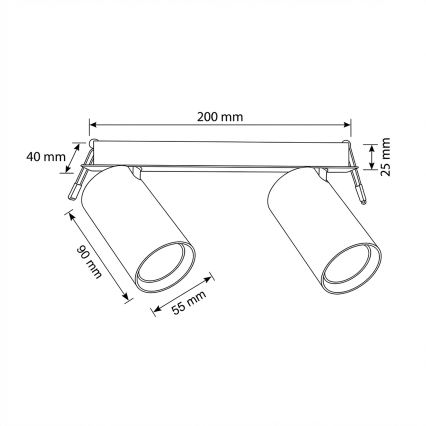 Brilagi - Faretto da incasso per controsoffitto SELE 2xGU10/30W/230V nero