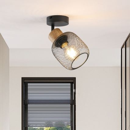 Brilagi - Faretto da parete BASKLITE 1xE27/15W/230V legno di hevea/nero