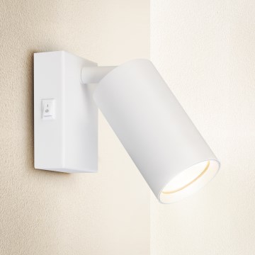 Brilagi - Faretto da parete con interruttore SELE 1xGU10/30W/230V bianco