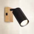 Brilagi - Faretto da parete con interruttore SELE 1xGU10/30W/230V nero/effetto rovere