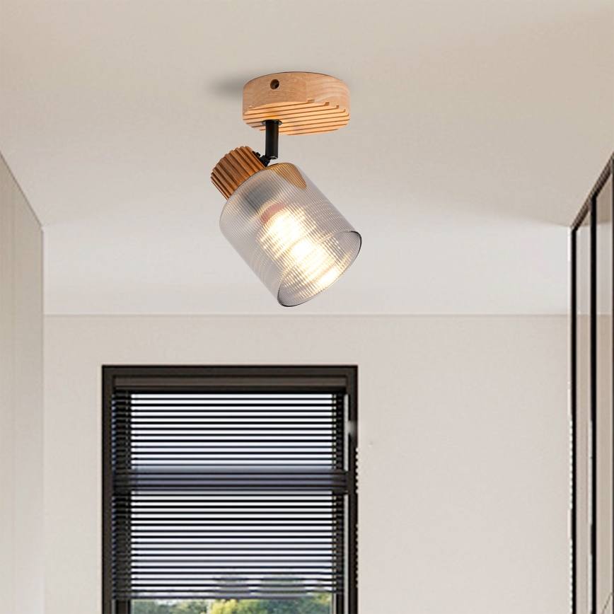 Brilagi - Faretto da parete HYGGE 1xE14/15W/230V legno/fumé