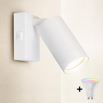 Brilagi - Faretto da parete LED RGBW dimmerabile con interruttore SELE 1xGU10/4,8W/230V 3000K bianco + telecomando