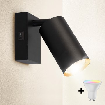 Brilagi - Faretto da parete LED RGBW dimmerabile SELE 1xGU10/4,8W/230V 3000K nero/oro + telecomando