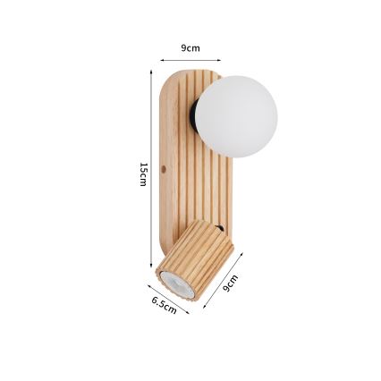 Brilagi - Applique da parete a spot MODERN WOOD 1xG9/5W/230V + 1xGU10/8W in legno di caucciù